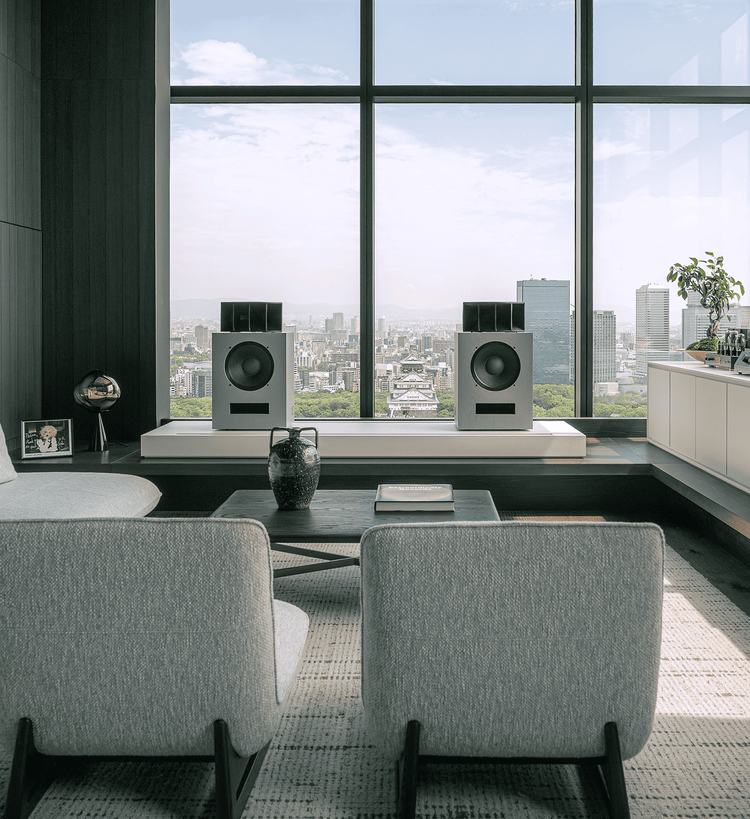 Panoramic city view from elegant lounge.